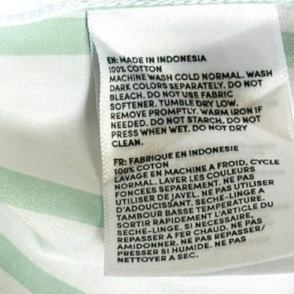 Lands' End Women's No Iron Cotton Long Sleeve White and Green Striped Shirt 14 P - Picture 6 of 9